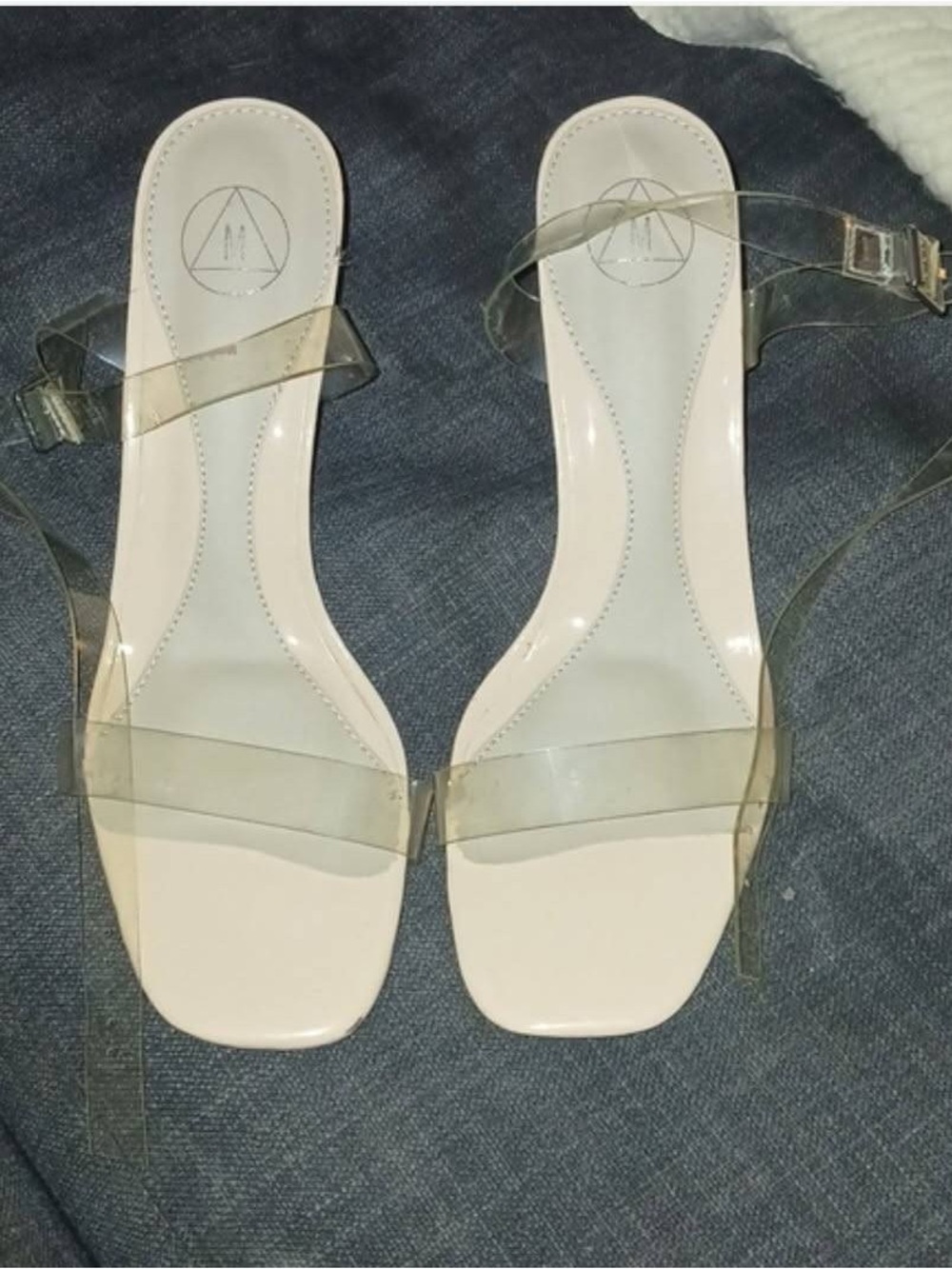 Missguided Clear Strap Nude Block Heel Sandals